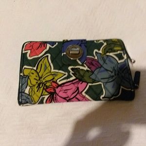 Vera Bradley RFID Turn Lock Wallet Falling Flowers